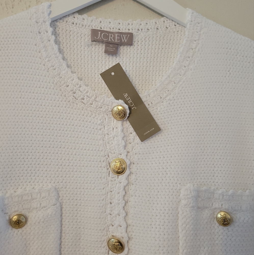 J.Crew Short Sleeve Sweater Lady Jacket - white - Picture 6 of 10